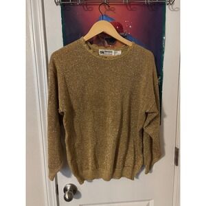 Princess Collection Gold Sparkle Metallic Knit Sweater Women's 80s